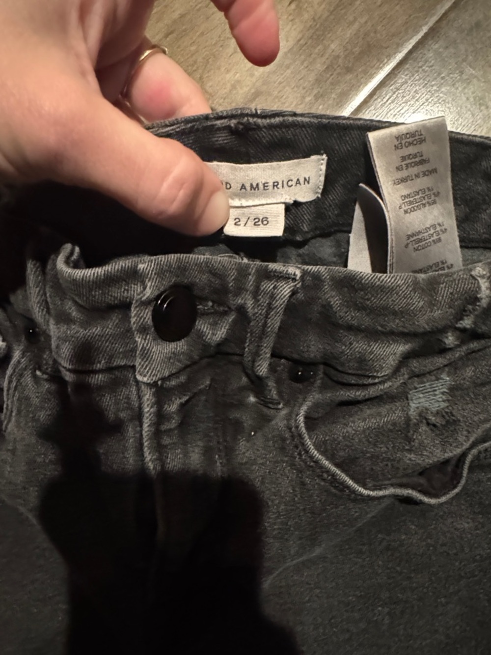 Good American Black Distressed Skinny Jeans High Rise Sz 2/26 Khloe K - Picture 7 of 12